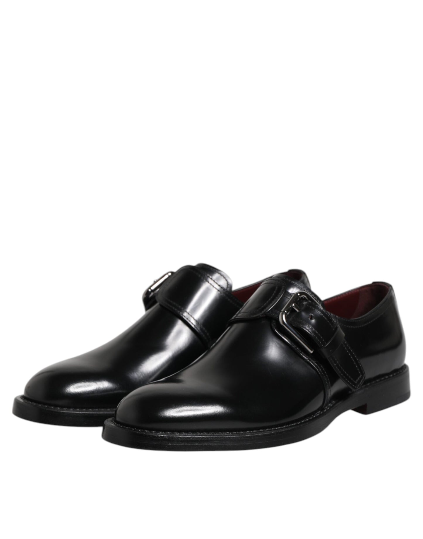 Dolce & Gabbana Black Leather Monk Strap Derby Formal Shoes Dolce & Gabbana