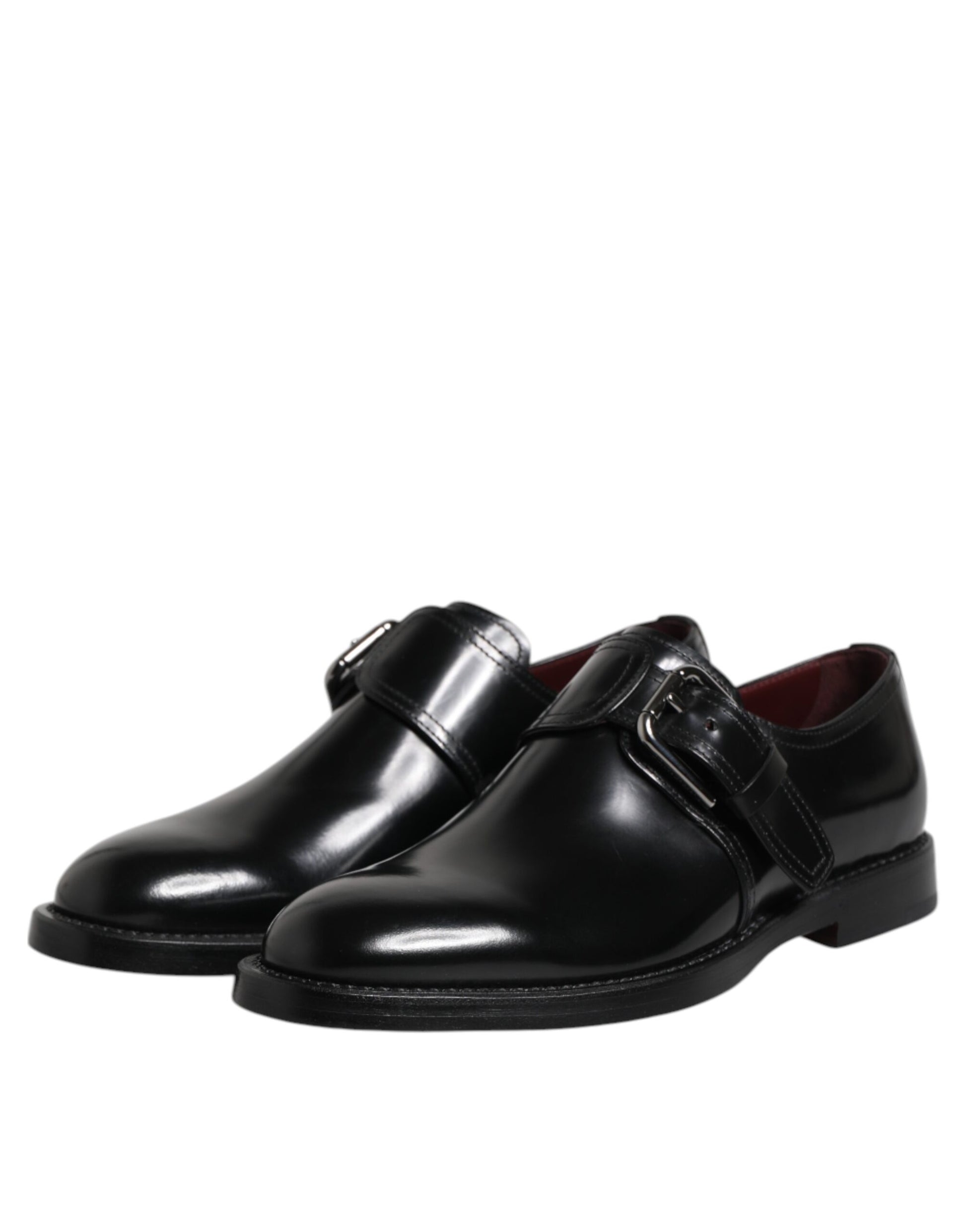 Dolce & Gabbana Black Leather Monk Strap Derby Formal Shoes Dolce & Gabbana