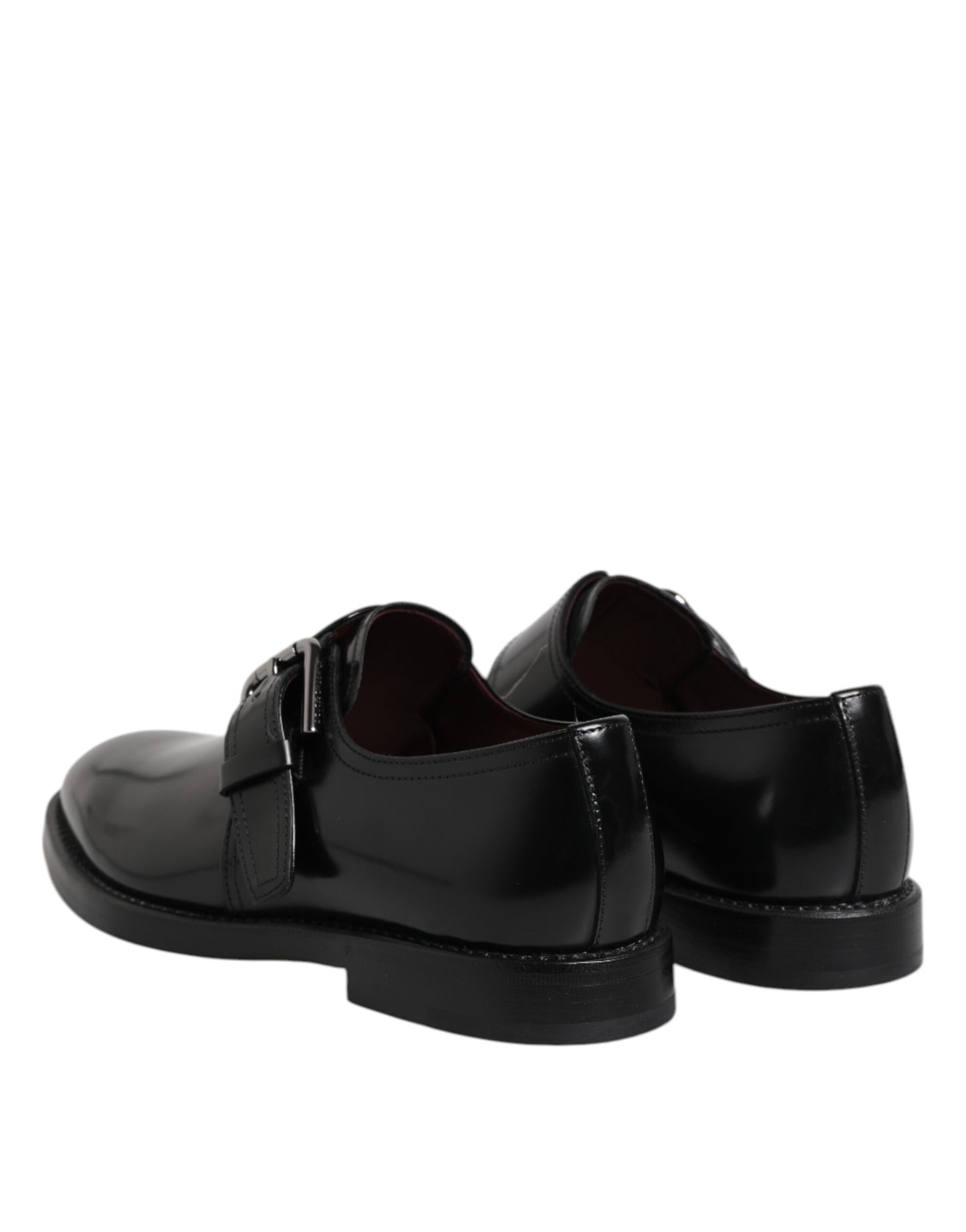 Dolce & Gabbana Black Leather Monk Strap Derby Formal Shoes Dolce & Gabbana