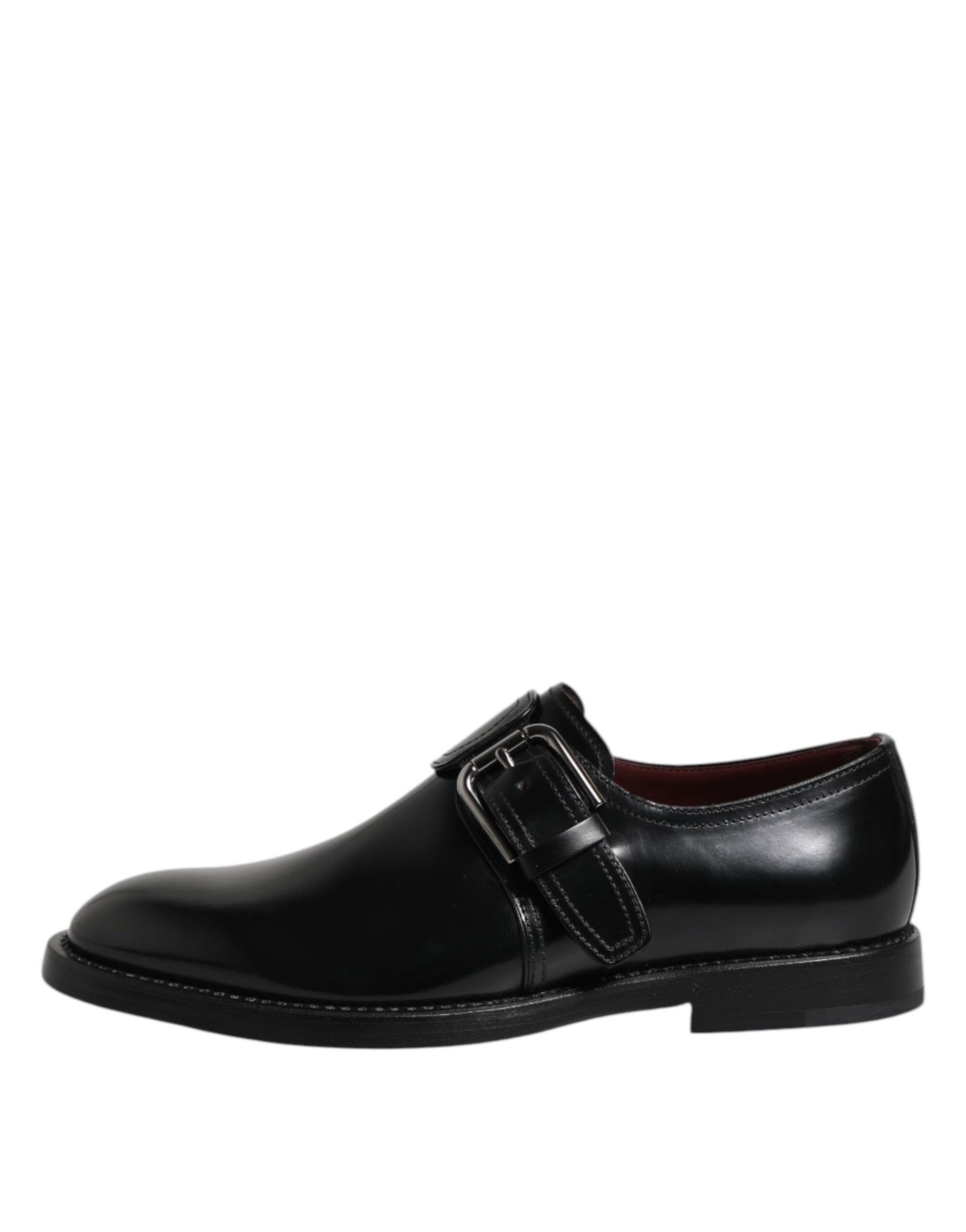 Dolce & Gabbana Black Leather Monk Strap Derby Formal Shoes Dolce & Gabbana