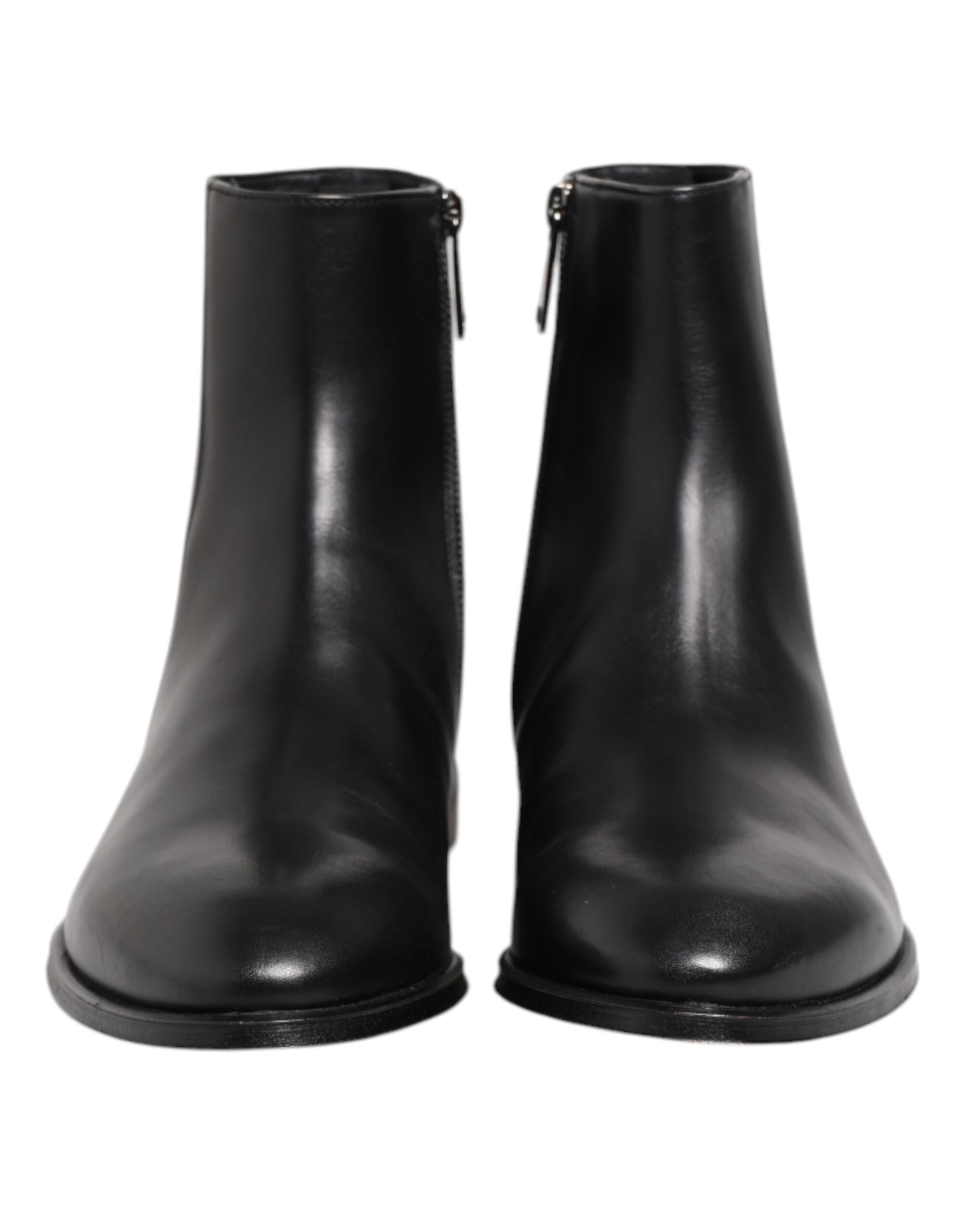 Dolce & Gabbana Black Leather Mid Calf Men Boots Shoes Dolce & Gabbana