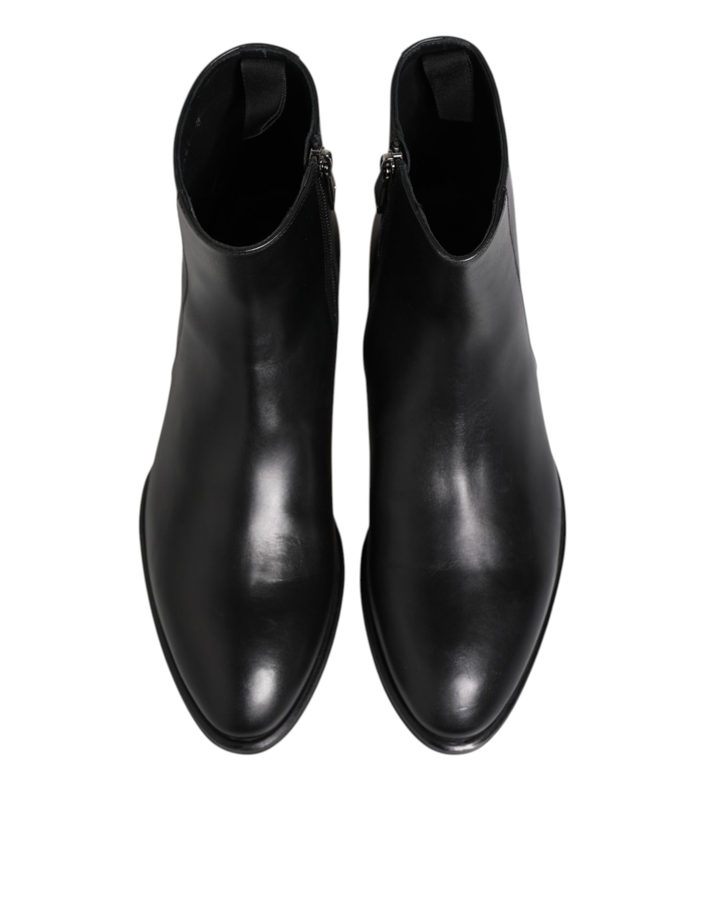 Dolce & Gabbana Black Leather Mid Calf Men Boots Shoes Dolce & Gabbana
