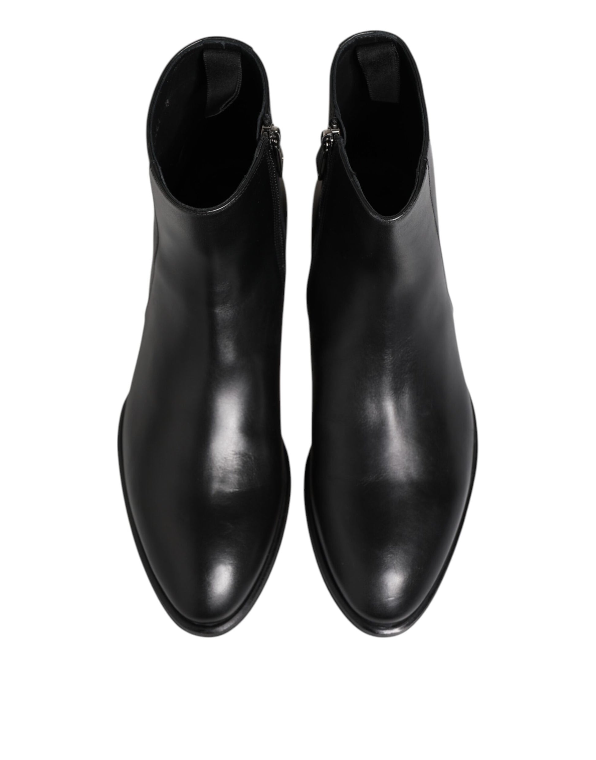 Dolce & Gabbana Black Leather Mid Calf Men Boots Shoes Dolce & Gabbana