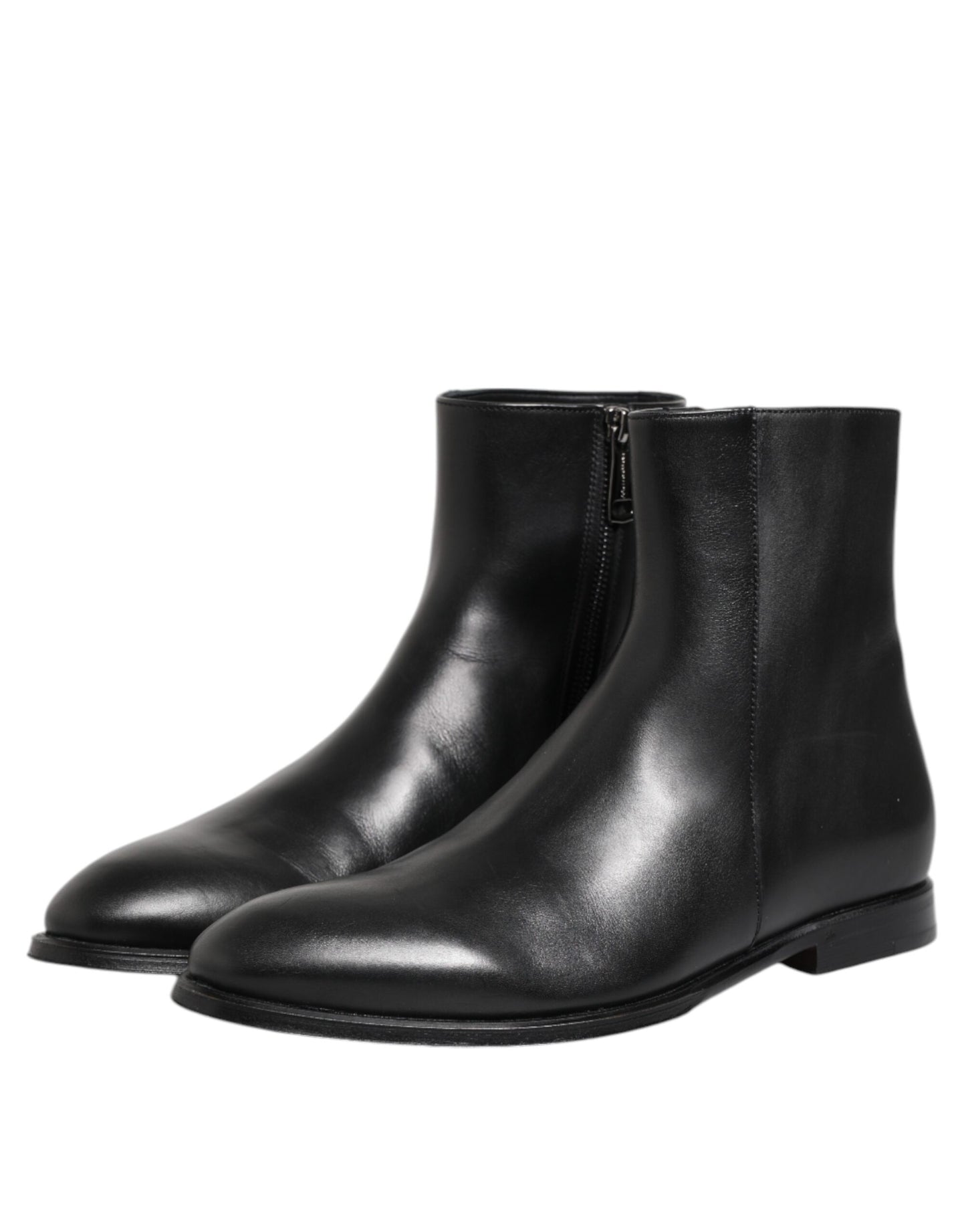Dolce & Gabbana Black Leather Mid Calf Men Boots Shoes Dolce & Gabbana
