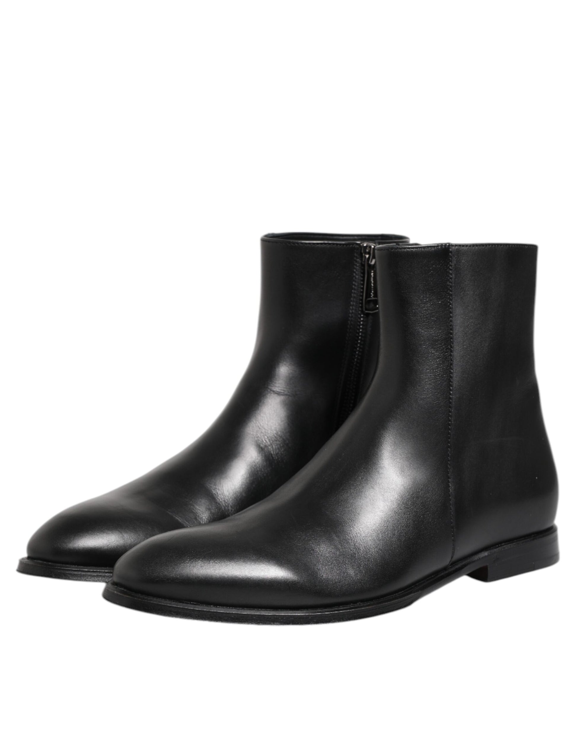 Dolce & Gabbana Black Leather Mid Calf Men Boots Shoes Dolce & Gabbana