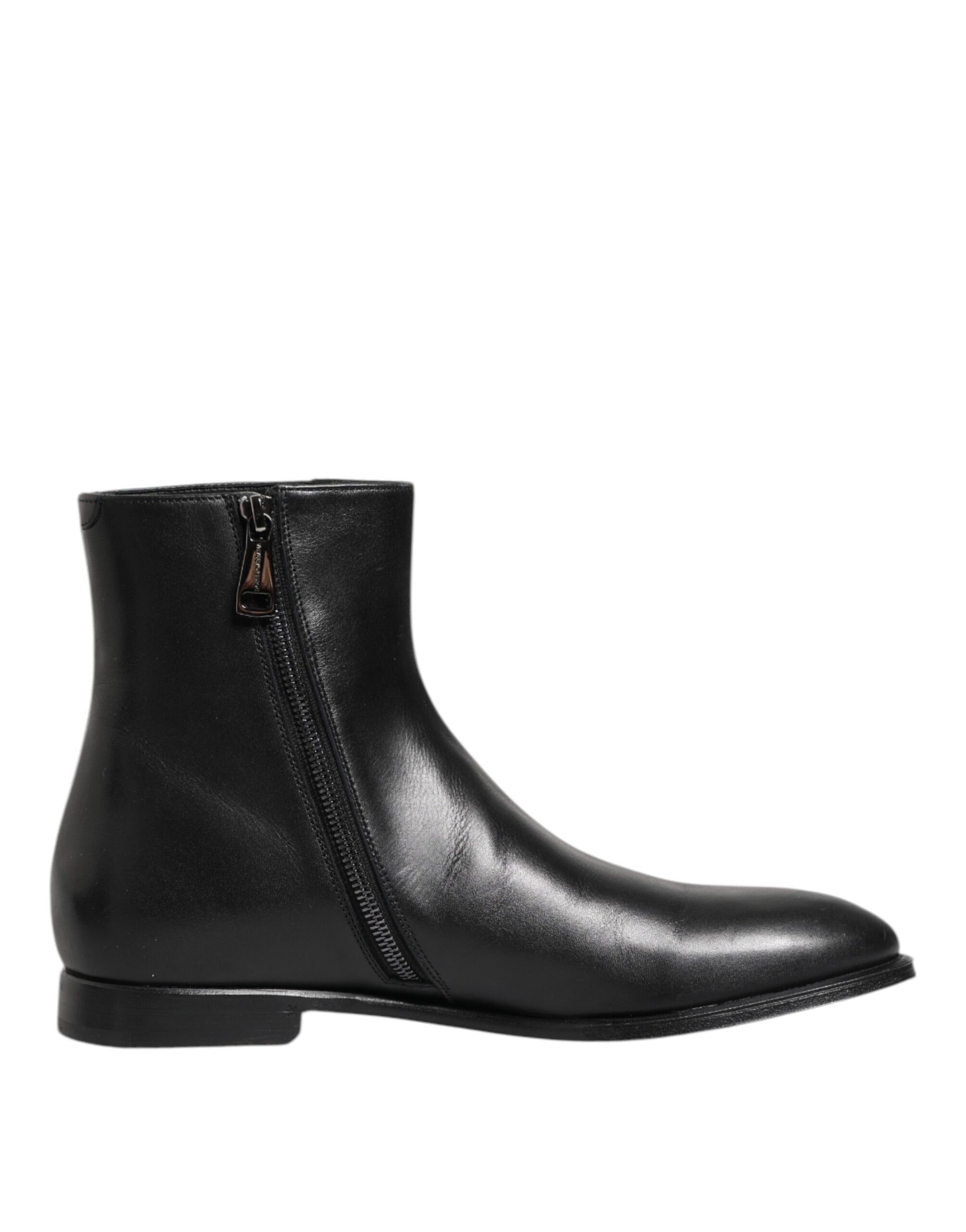 Dolce & Gabbana Black Leather Mid Calf Men Boots Shoes Dolce & Gabbana