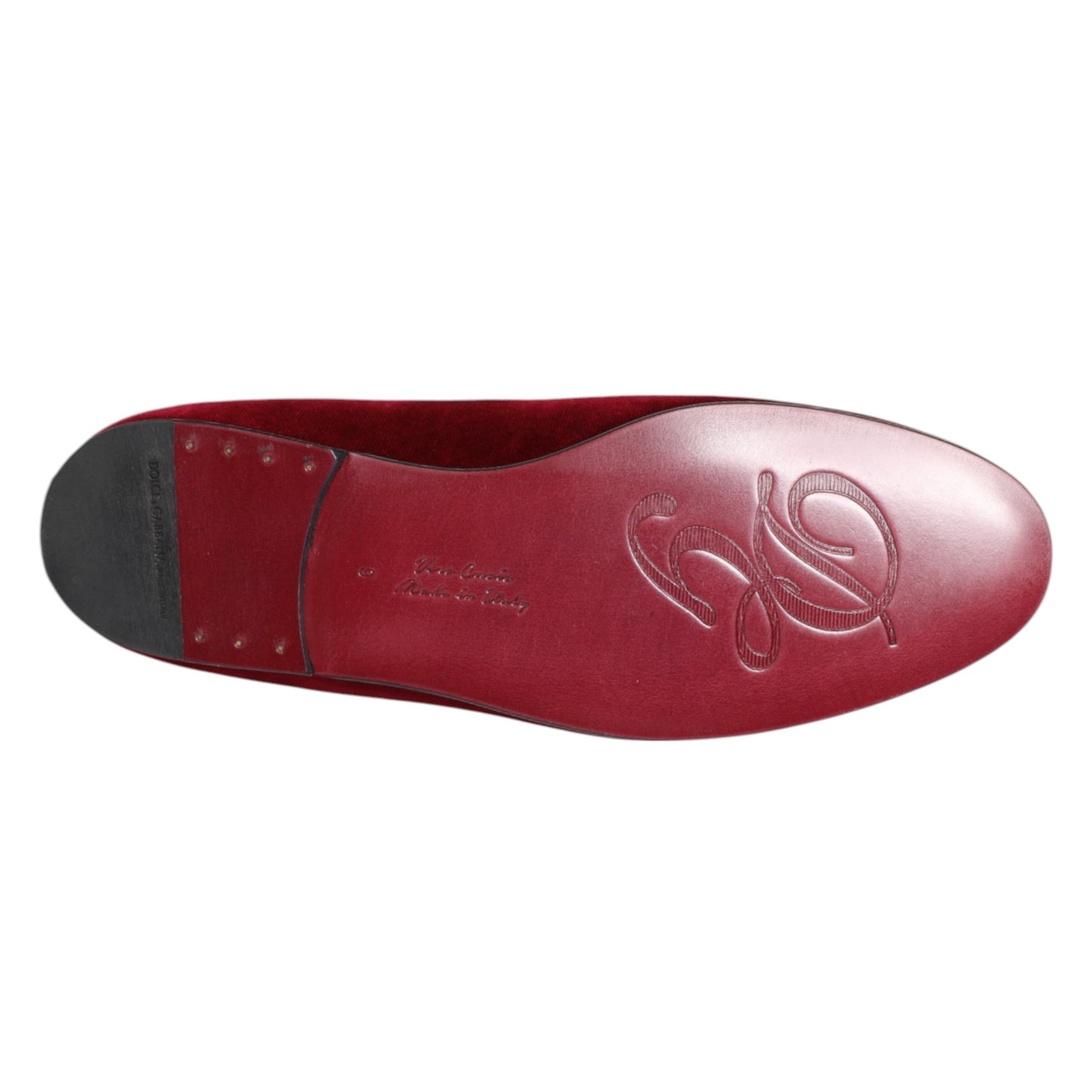 Dolce & Gabbana Red Velvet Gold Crown Mens Loafers Shoes Dolce & Gabbana