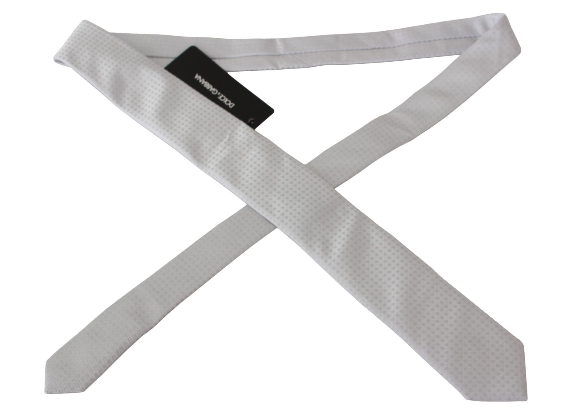 Dolce & Gabbana White Patterned Classic Mens Slim Necktie Tie Dolce & Gabbana