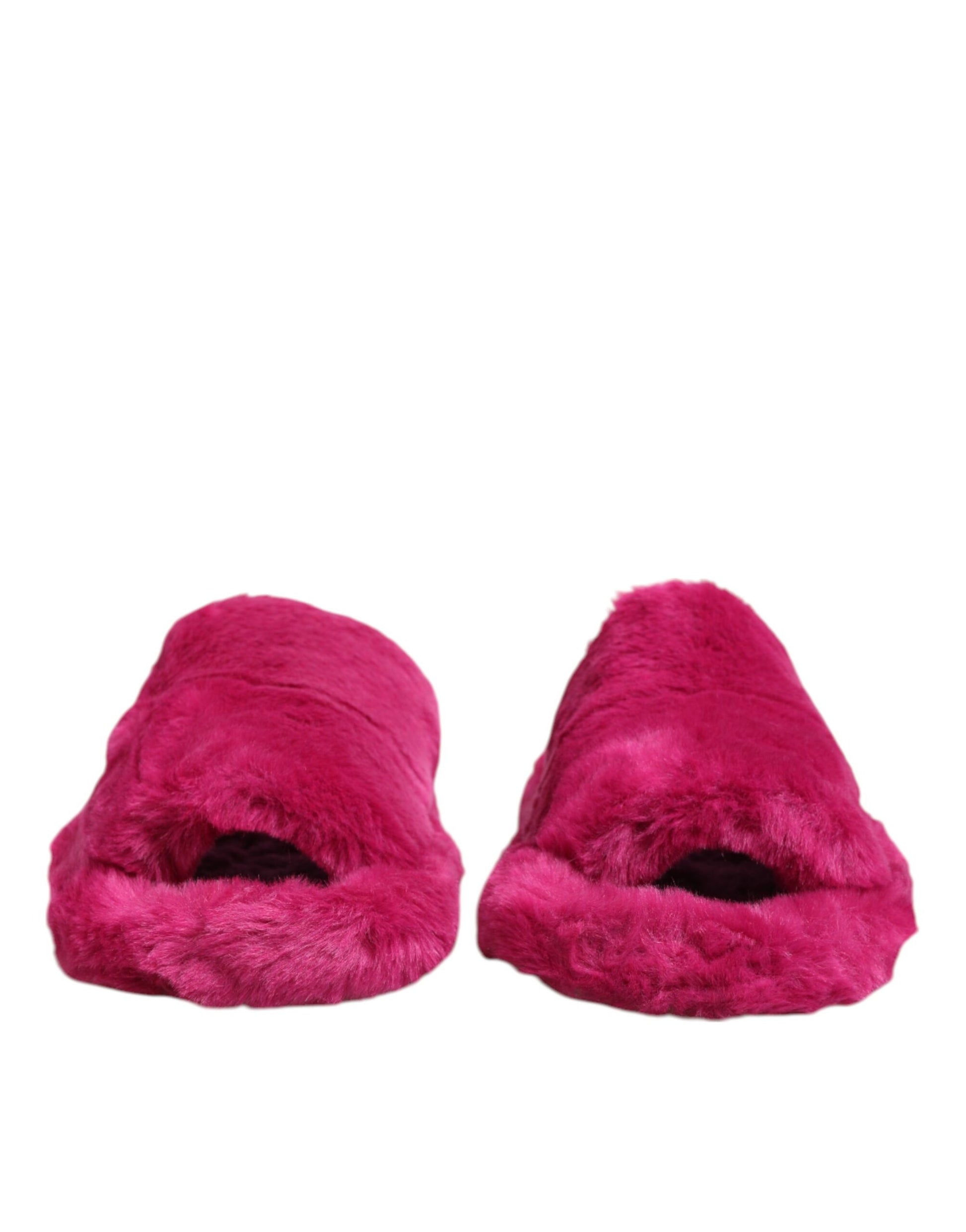Dolce & Gabbana Pink Acrylic Faux Fur Mens Flats Sandals Shoes Dolce & Gabbana