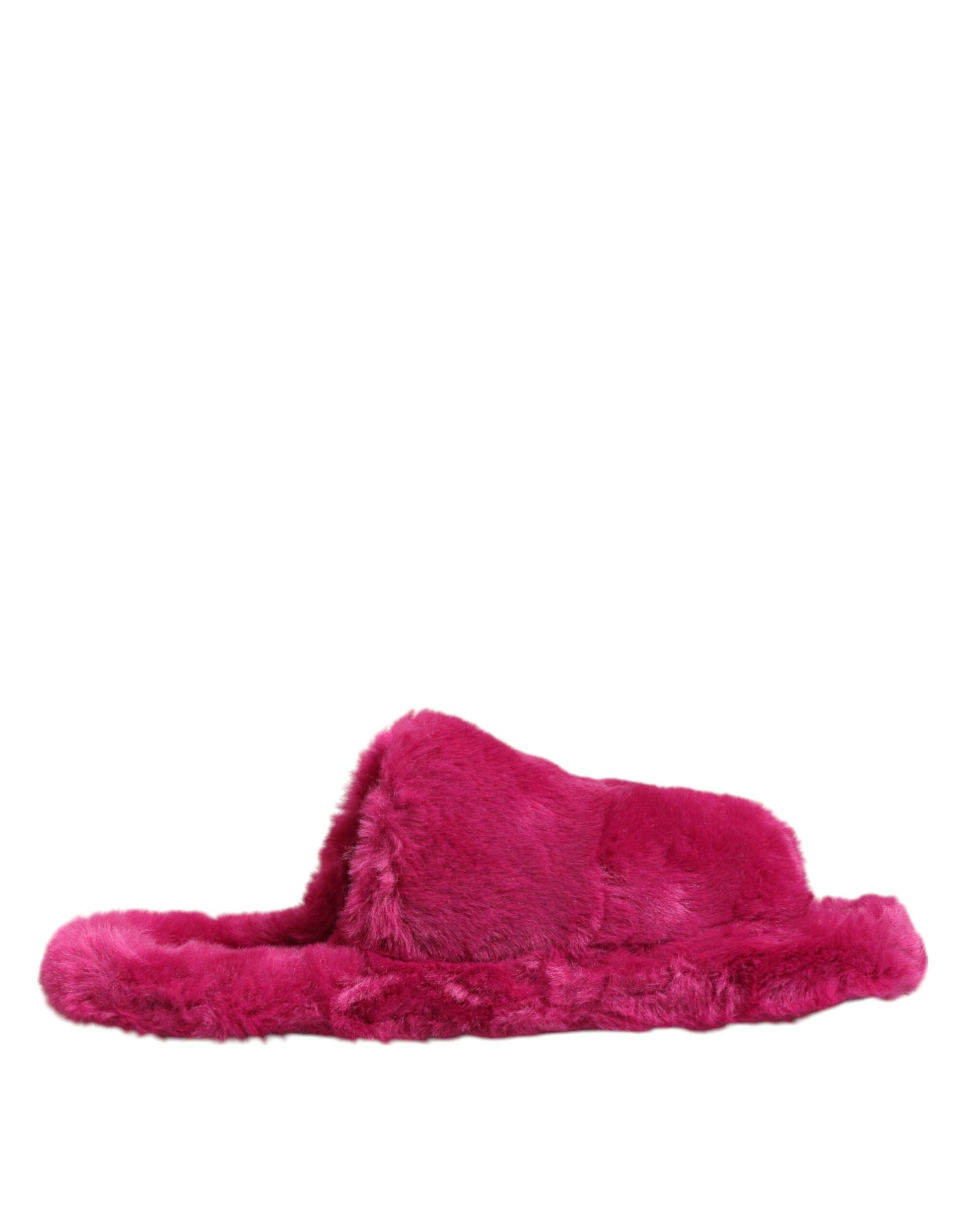 Dolce & Gabbana Pink Acrylic Faux Fur Mens Flats Sandals Shoes Dolce & Gabbana