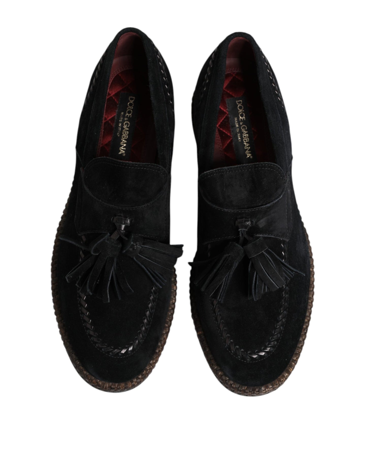 Dolce & Gabbana Black Suede Tassel Embellished Loafers Shoes Dolce & Gabbana
