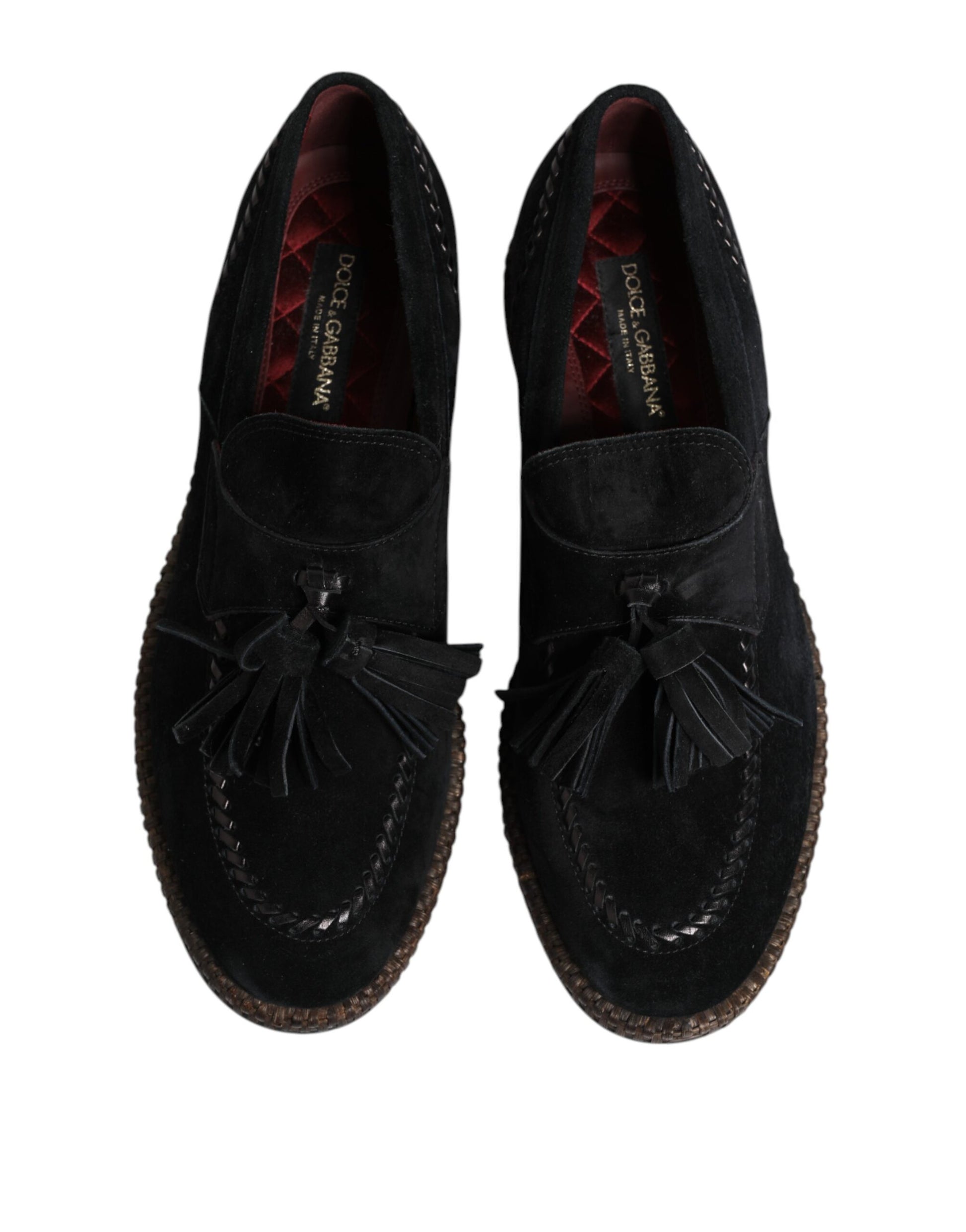 Dolce & Gabbana Black Suede Tassel Embellished Loafers Shoes Dolce & Gabbana