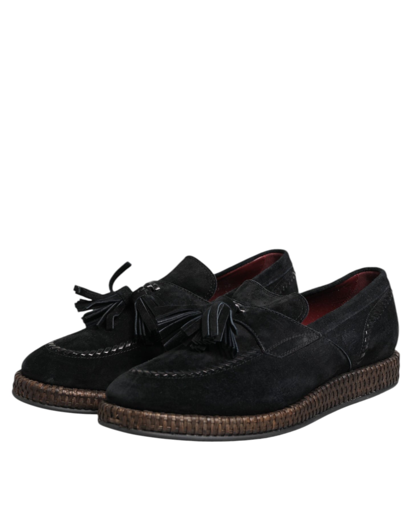 Dolce & Gabbana Black Suede Tassel Embellished Loafers Shoes Dolce & Gabbana