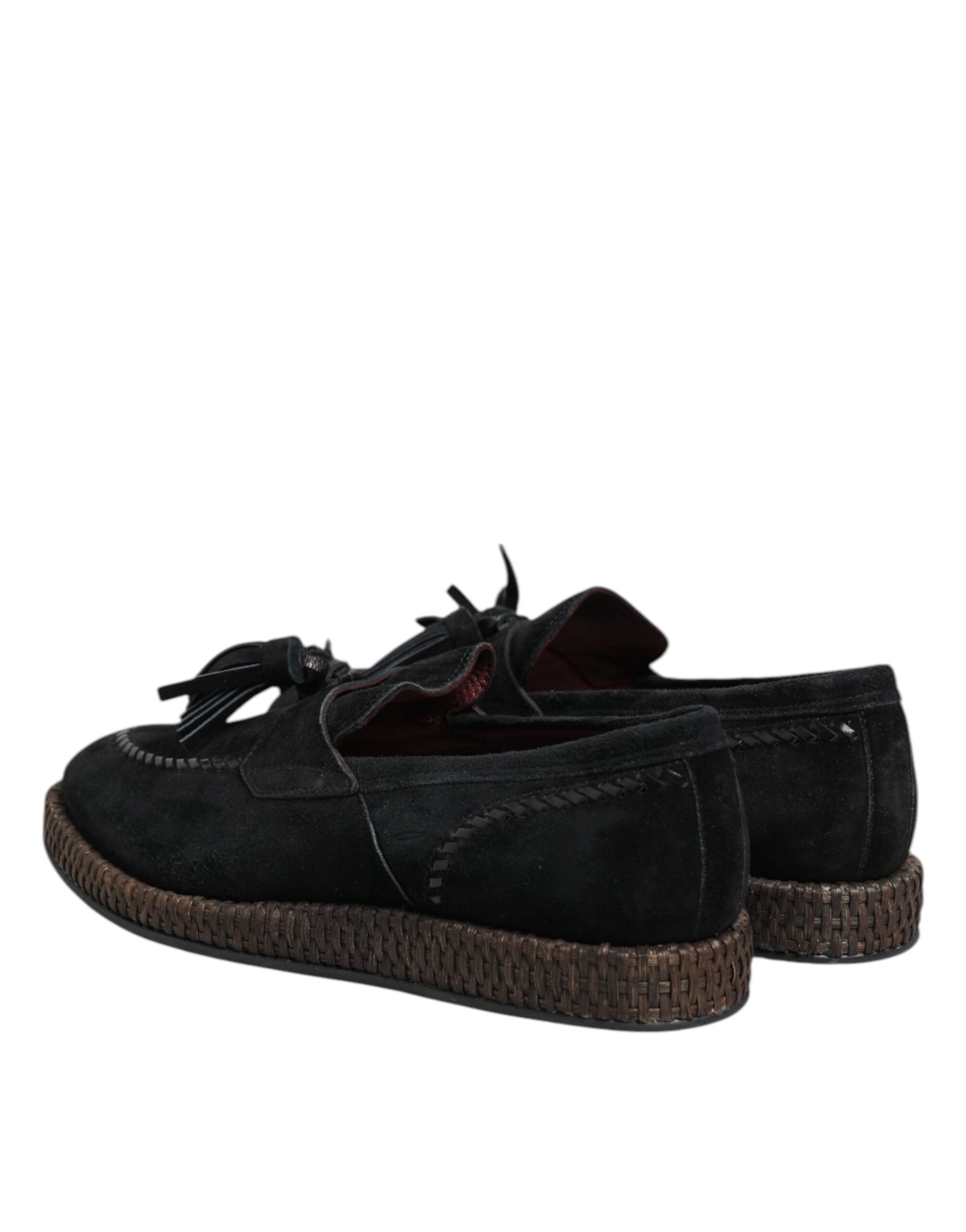 Dolce & Gabbana Black Suede Tassel Embellished Loafers Shoes Dolce & Gabbana