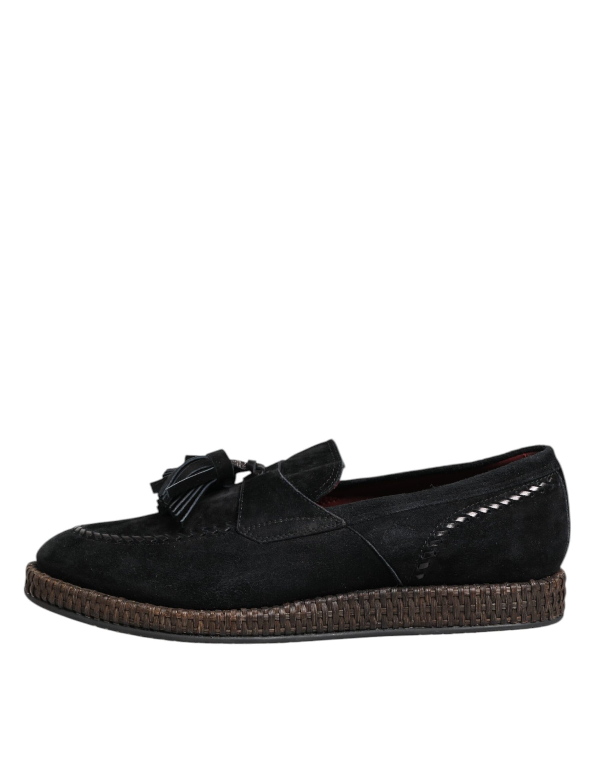 Dolce & Gabbana Black Suede Tassel Embellished Loafers Shoes Dolce & Gabbana