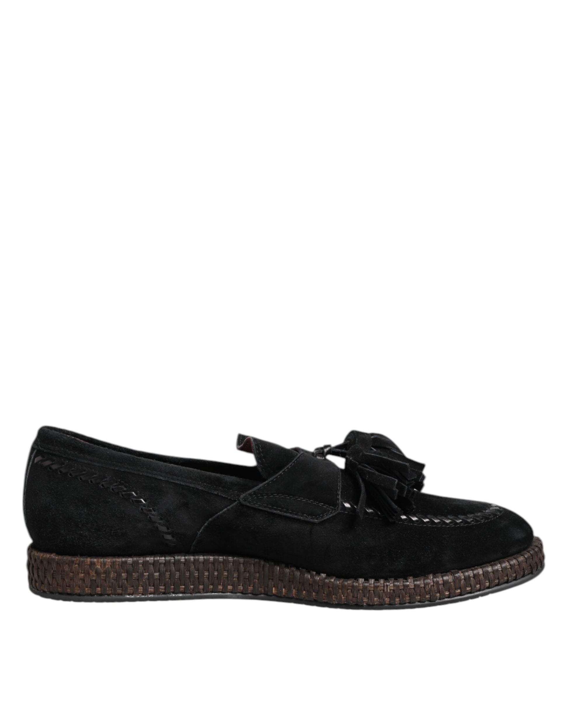 Dolce & Gabbana Black Suede Tassel Embellished Loafers Shoes Dolce & Gabbana
