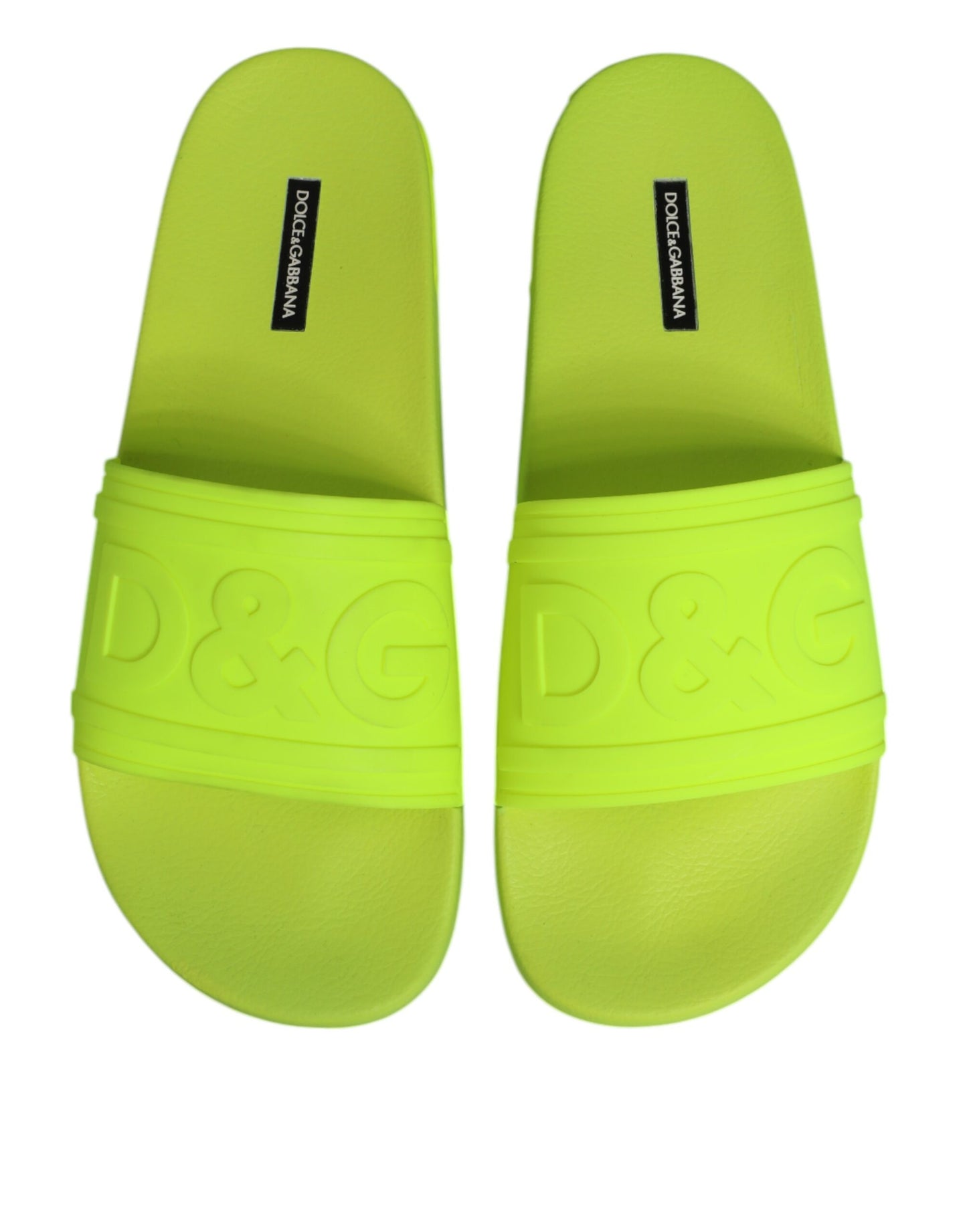 Dolce & Gabbana Green Rubber Slides Sandals Beachwear Shoes Dolce & Gabbana