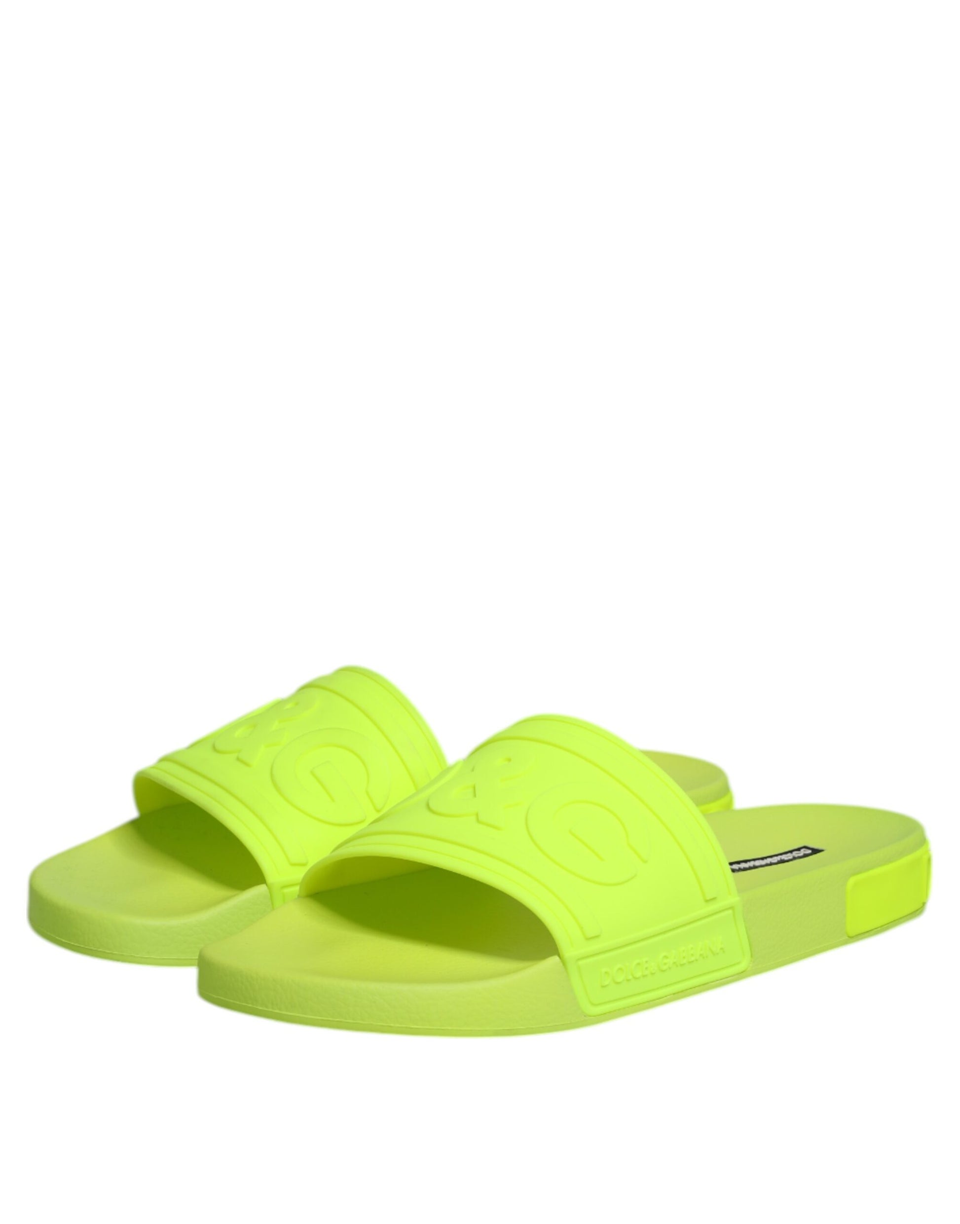 Dolce & Gabbana Green Rubber Slides Sandals Beachwear Shoes Dolce & Gabbana