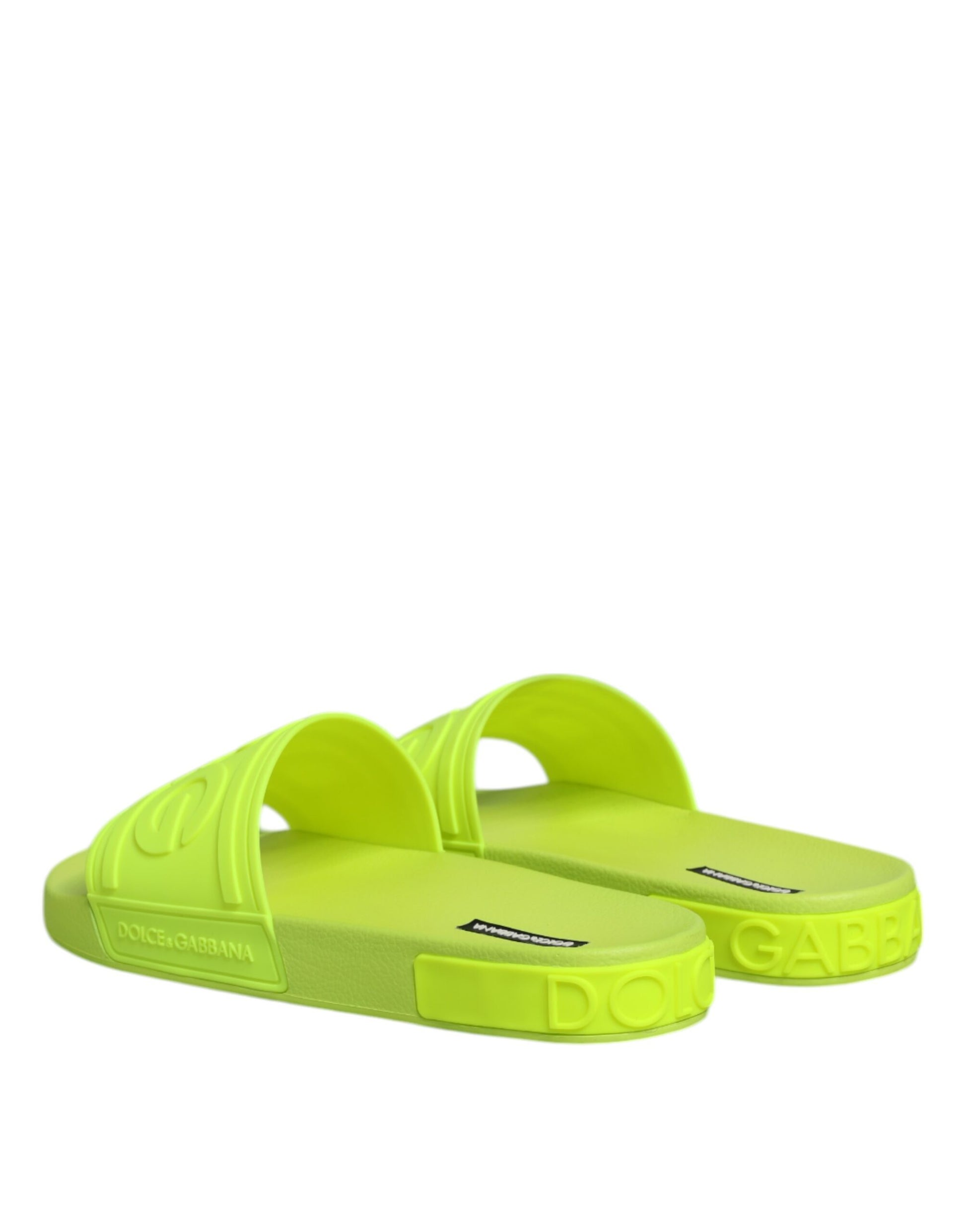 Dolce & Gabbana Green Rubber Slides Sandals Beachwear Shoes Dolce & Gabbana