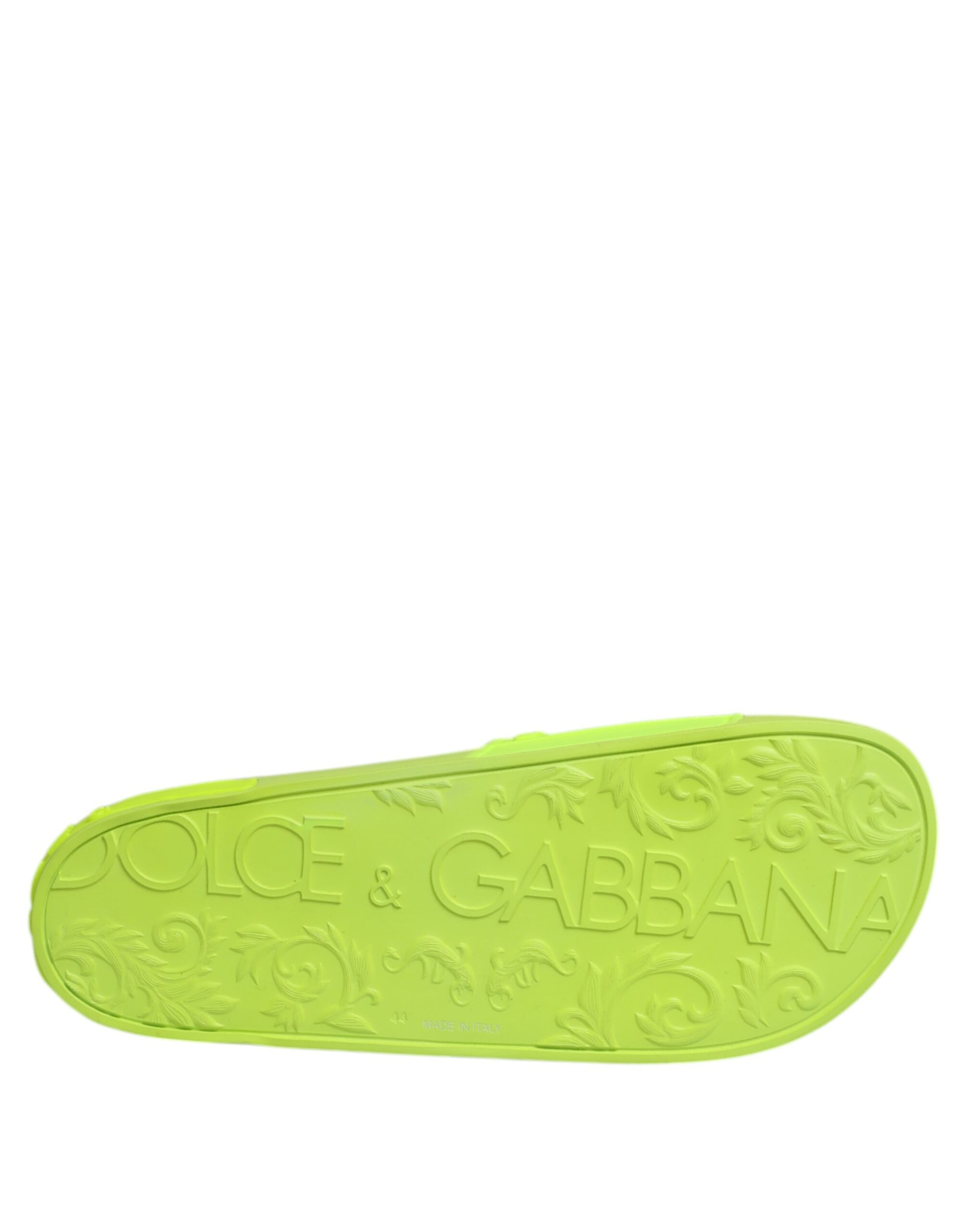 Dolce & Gabbana Green Rubber Slides Sandals Beachwear Shoes Dolce & Gabbana