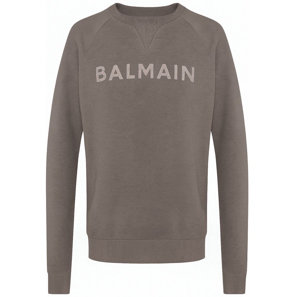 Balmain Gray Cotton Sweater Balmain