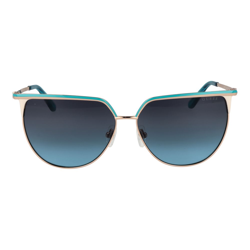 Guess gold metal sunglasses with round frames and dark lenses, stylish accessories for sun protection and fashion.