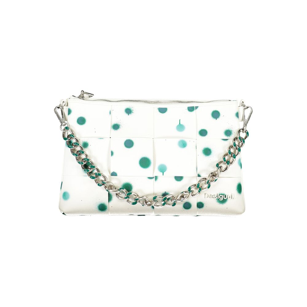 Desigual Bianco Poliuretano women's handbag with sleek design and top handle, featuring modern style and craftsmanship.