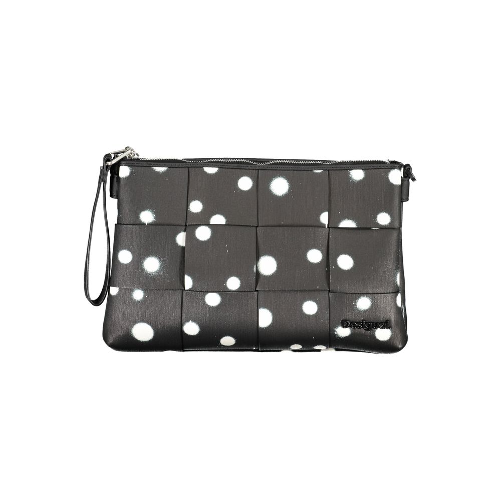 Desigual black polyurethane women's bag with sleek design and adjustable strap, featuring a spacious interior and stylish finish.