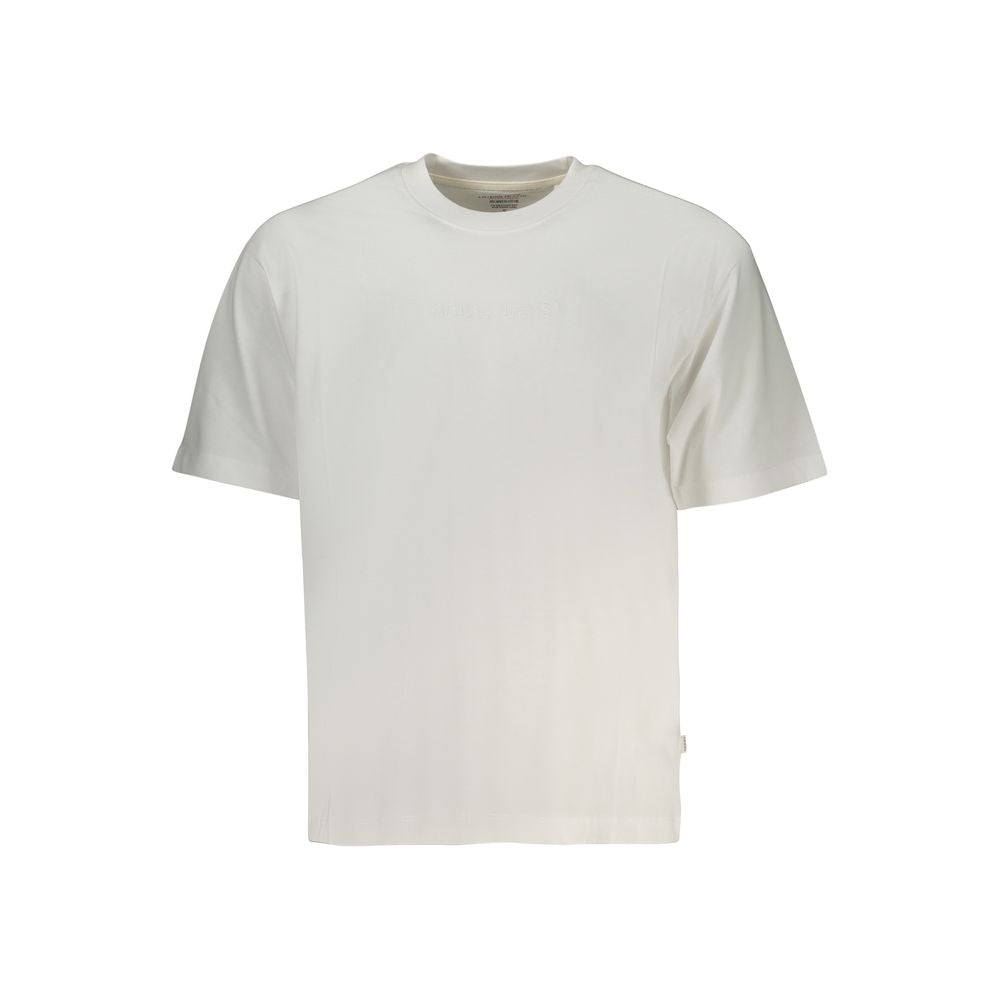 White cotton men's T-shirt by Guess Jeans with a classic fit and logo detail on the front.