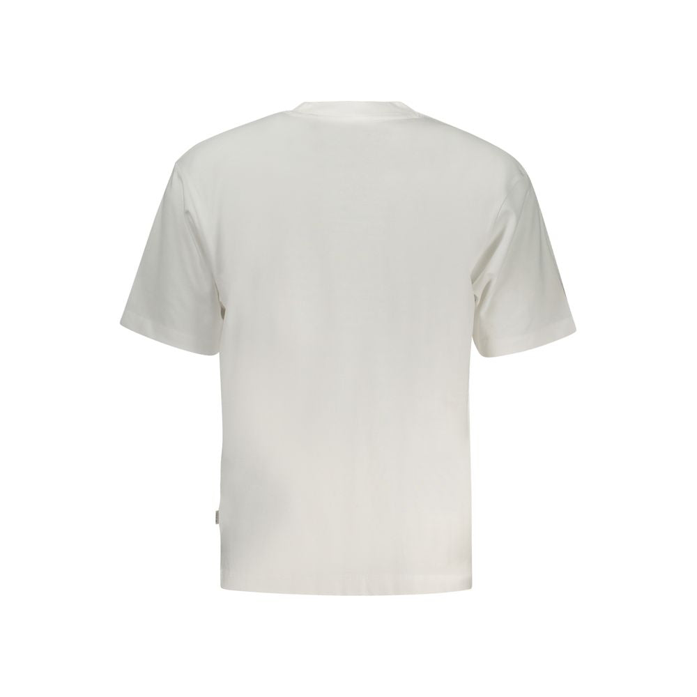 White cotton men's T-shirt by Guess Jeans with a classic fit and crew neckline, displayed on a plain background.