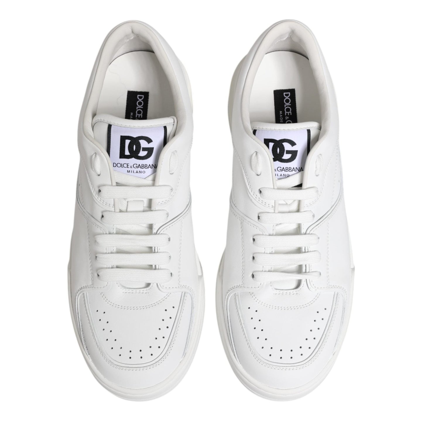 Dolce & Gabbana White Miami Leather Low Top Sneakers Shoes