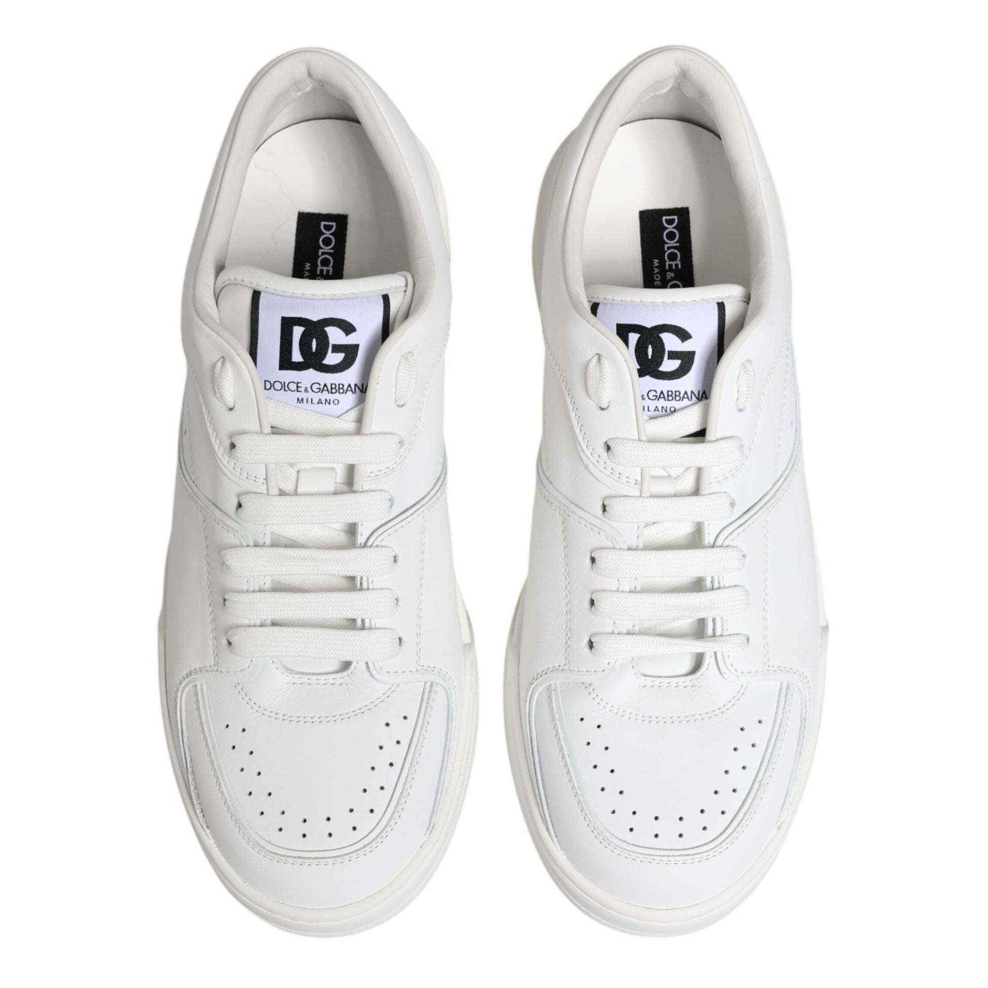 Dolce & Gabbana White Miami Leather Low Top Sneakers Shoes