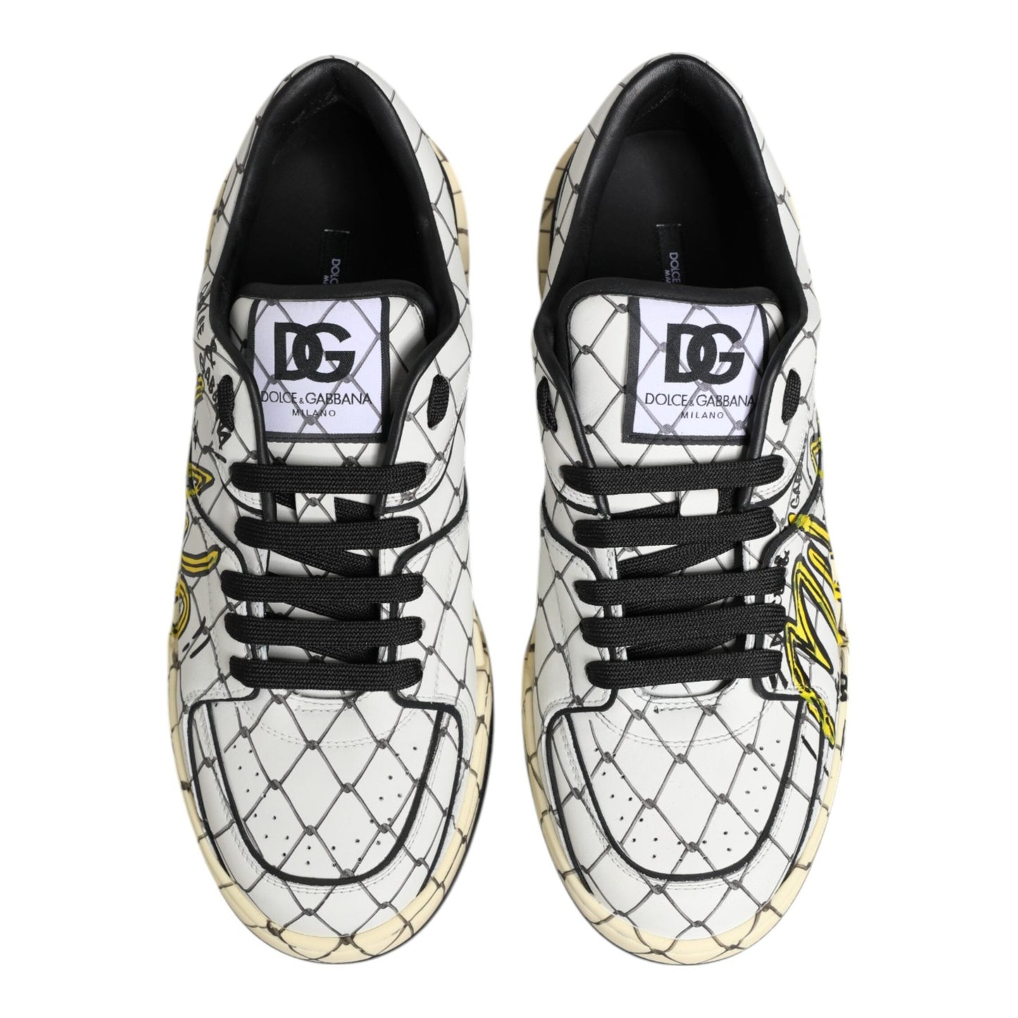 Dolce & Gabbana White Logo Print Low Top Men Sneakers Shoes Dolce & Gabbana