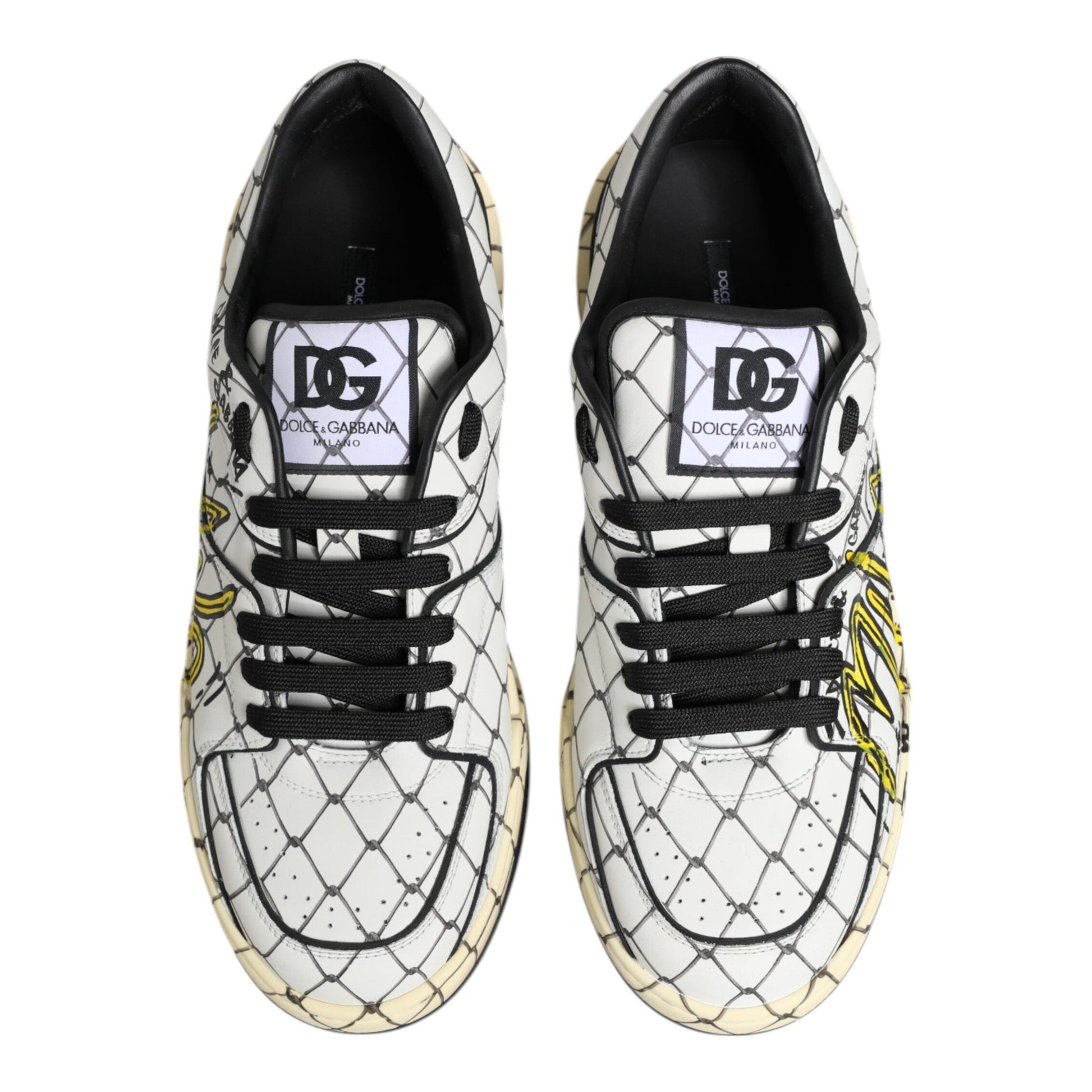 Dolce & Gabbana White Logo Print Low Top Men Sneakers Shoes Dolce & Gabbana