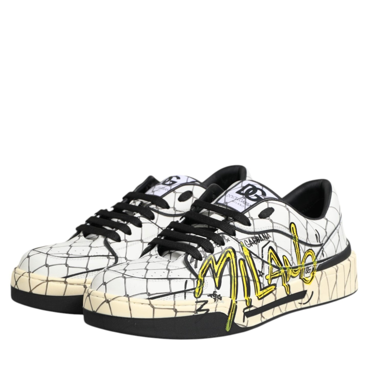 Dolce & Gabbana White Logo Print Low Top Men Sneakers Shoes Dolce & Gabbana