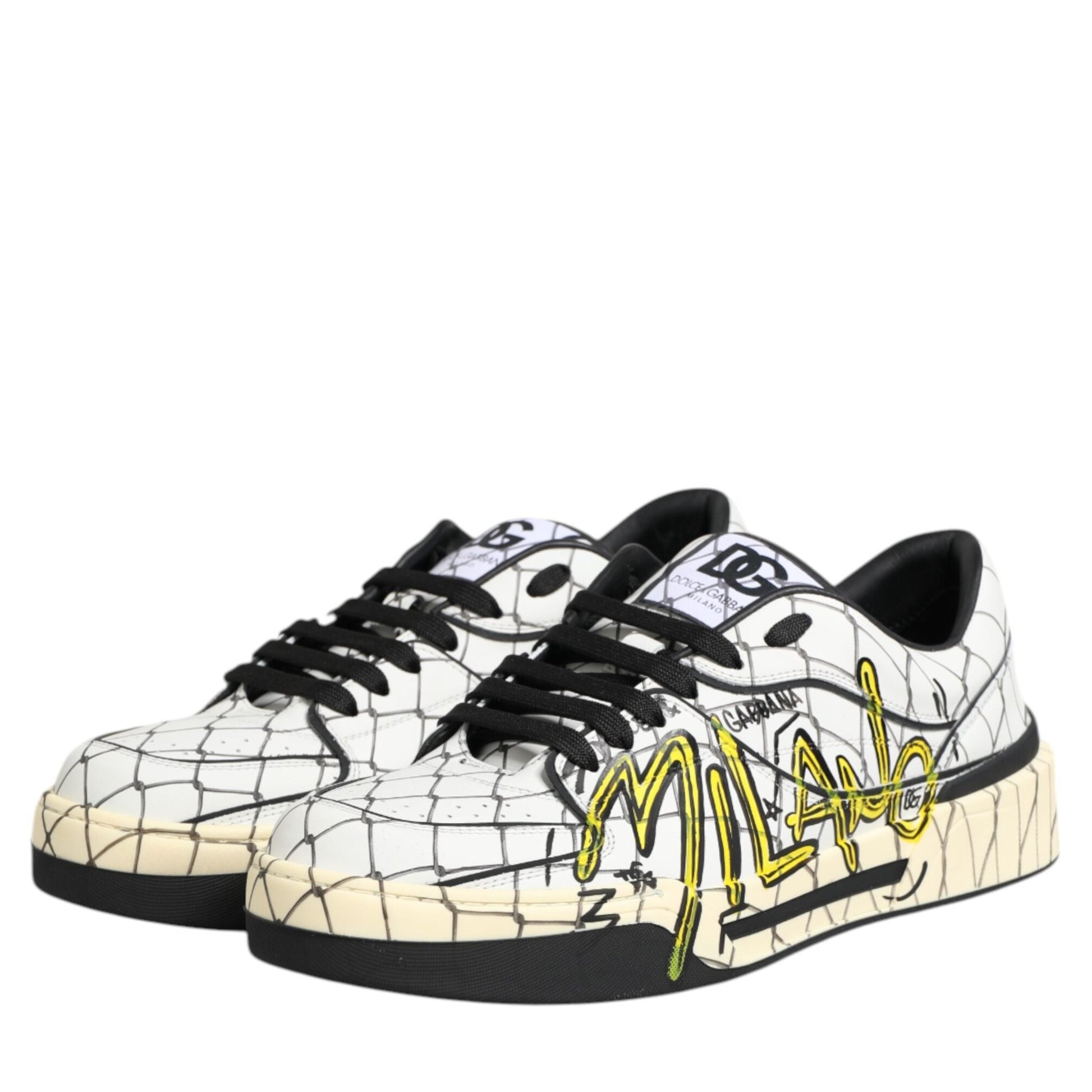 Dolce & Gabbana White Logo Print Low Top Men Sneakers Shoes Dolce & Gabbana
