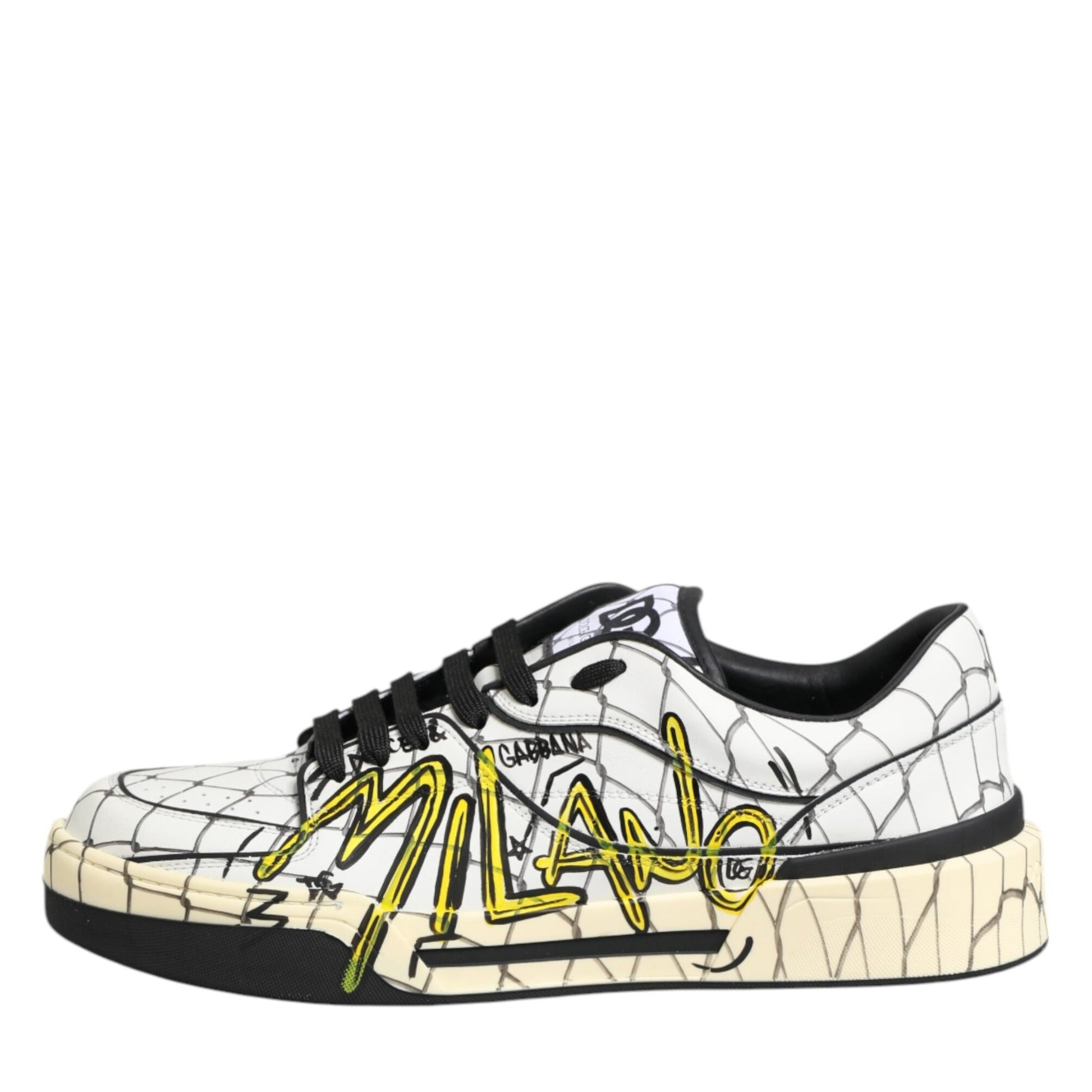 Dolce & Gabbana White Logo Print Low Top Men Sneakers Shoes Dolce & Gabbana