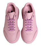 Dolce & Gabbana Pink Leather Daymaster low top sneakers with white soles and stylish design.