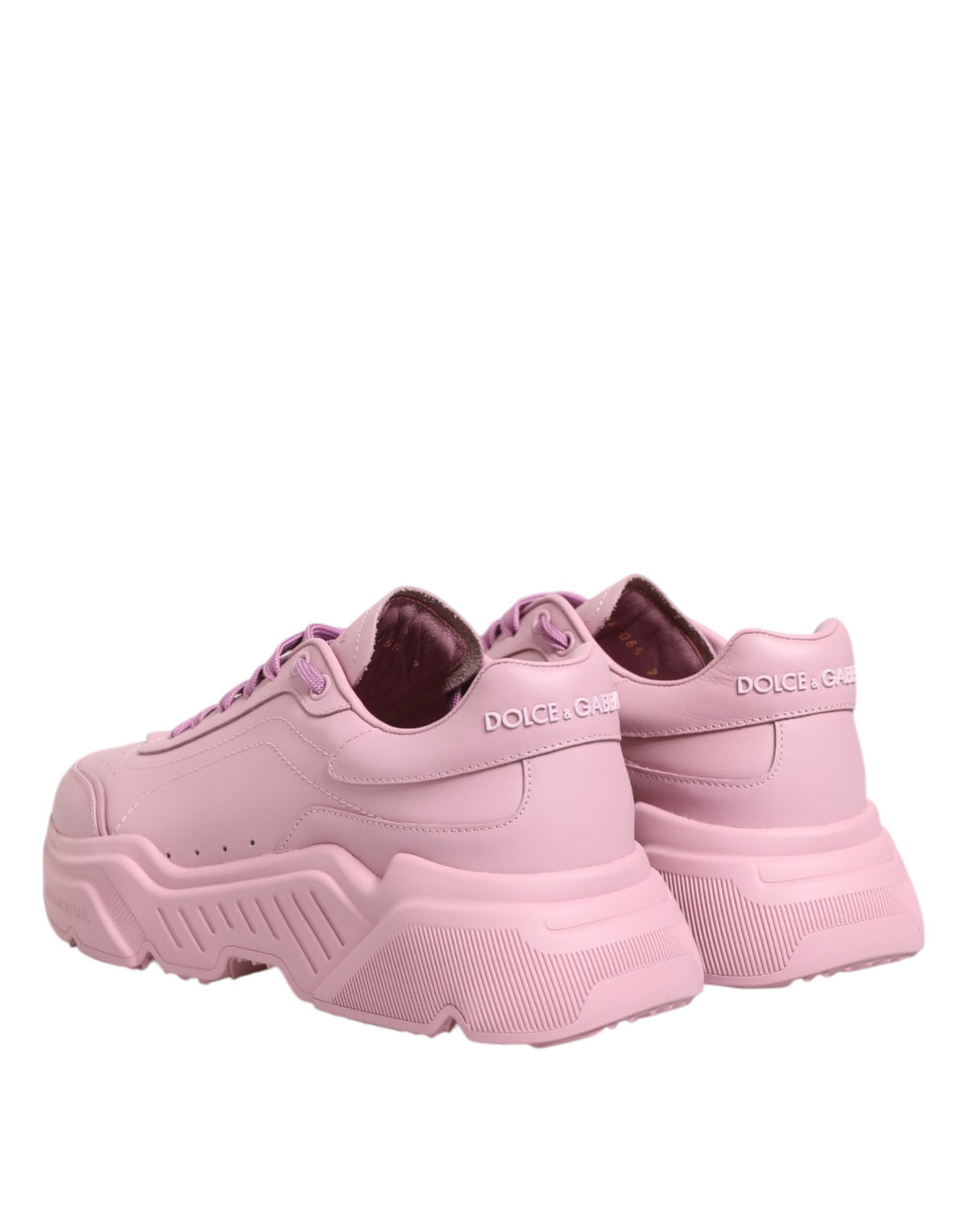 Dolce & Gabbana pink leather Daymaster low top sneakers showing stylish design and smooth leather finish.