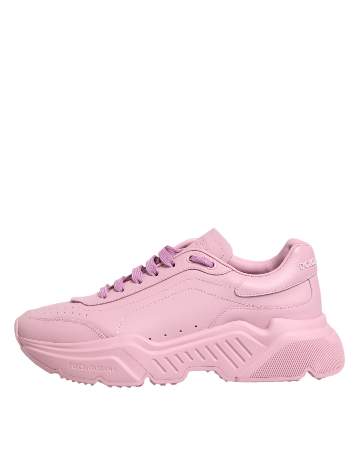 Dolce & Gabbana pink leather Daymaster low top sneakers with white soles and stylish design.