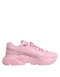 Dolce & Gabbana pink leather Daymaster low top sneakers with stylish design and white rubber soles, casual footwear for women.