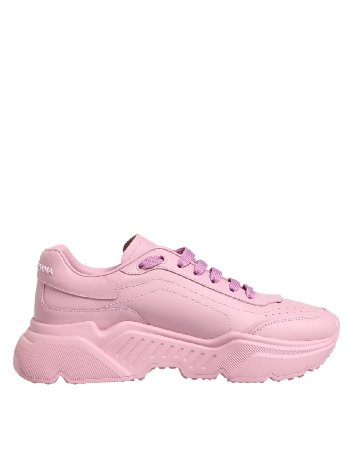 Dolce & Gabbana pink leather Daymaster low top sneakers with stylish design and white rubber soles, casual footwear for women.