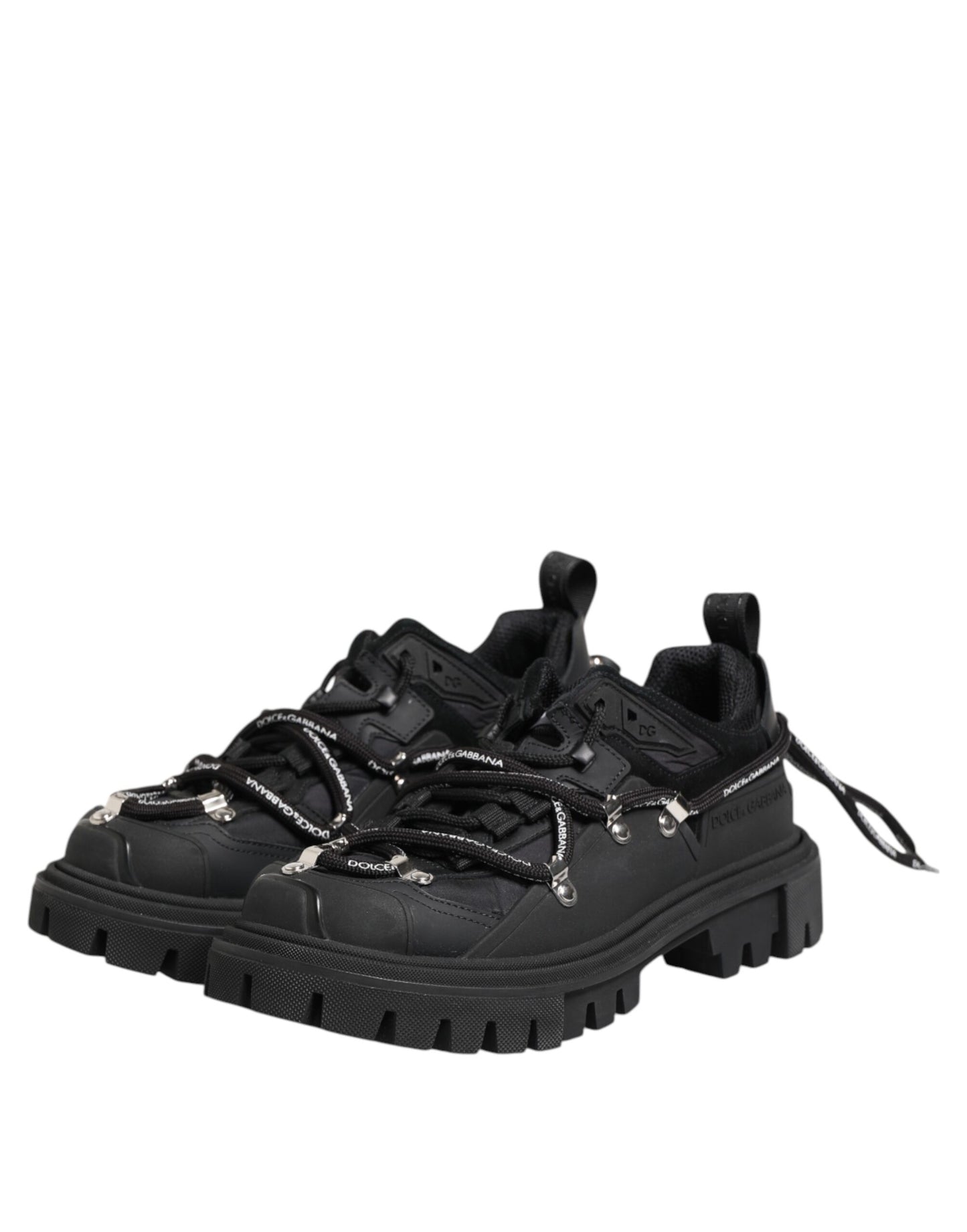 Dolce & Gabbana Black Low Top Lace Up Trekking Sneakers Shoes Dolce & Gabbana