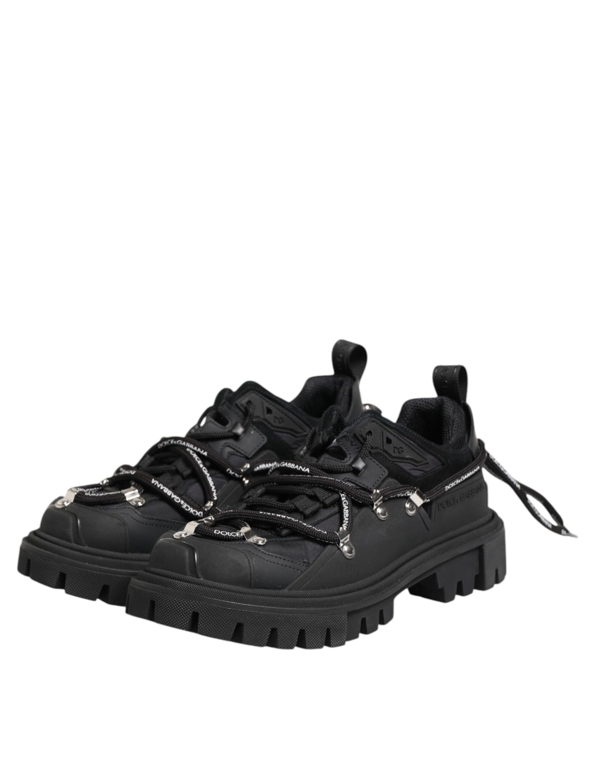 Dolce & Gabbana Black Low Top Lace Up Trekking Sneakers Shoes Dolce & Gabbana