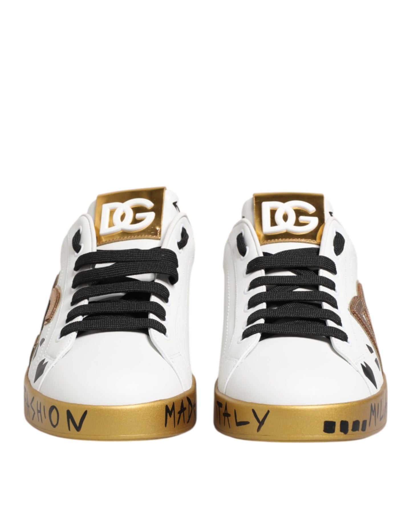 Dolce & Gabbana White Gold Crystal Portofino Sneakers Shoes Dolce & Gabbana