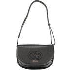Black Guess Jeans women's handbag made of polyethylene, featuring a stylish design with handles and subtle branding details.