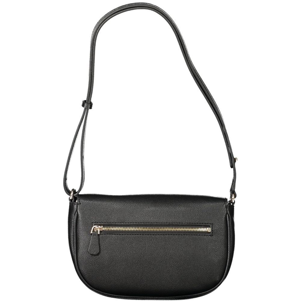 Black Guess Jeans polyethylene women's handbag with sleek design and durable material, featuring a spacious interior and stylish details.