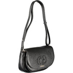 Black Guess Jeans polyethylene women's handbag with sleek design and shoulder strap, stylish and functional for everyday use.