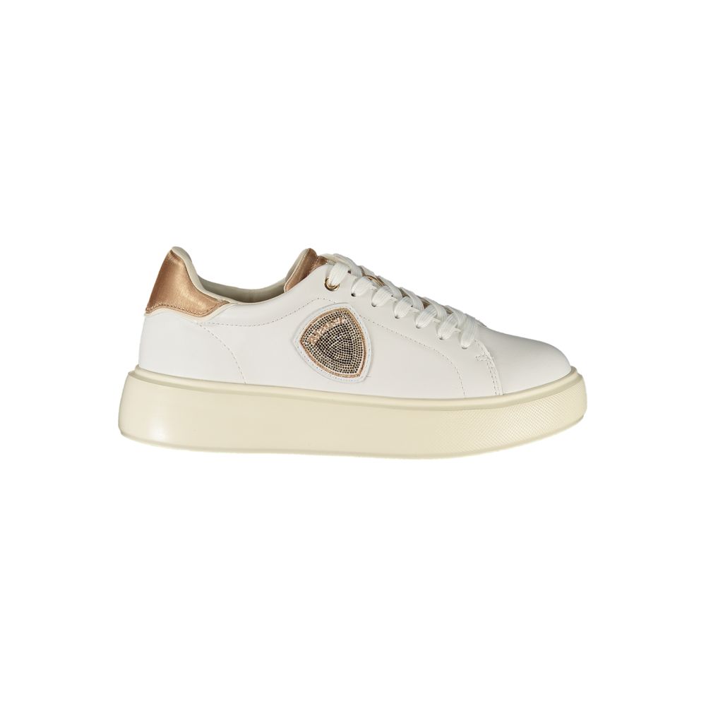 White Blauer Bianco Poliuretano Donna sneaker with sleek design and comfortable fit, featuring white laces and rubber sole.