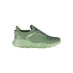 Blauer Verde polyester men's sneaker with green and white accents, casual athletic shoe with laces and sporty design.